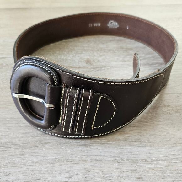 Vintage Circa Brown Leather Belt sz Large Waist Belt Casual Work Business Boho - Picture 3 of 5